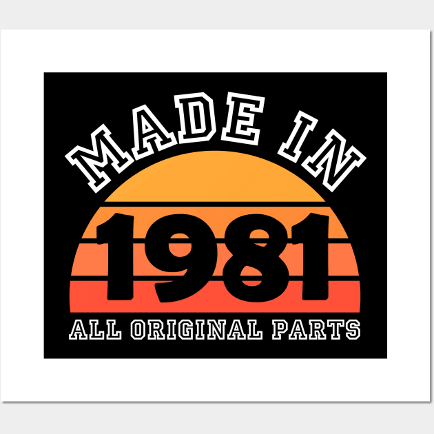 Made 1981 Original Parts 40th Birthday Wall Art by jodotodesign